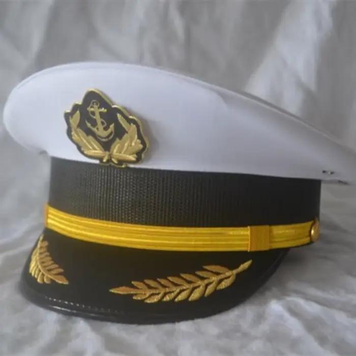 Casquette de marin blanche à visière, uniforme de marin, chapeau de capitaine de bateau, chapeau de 