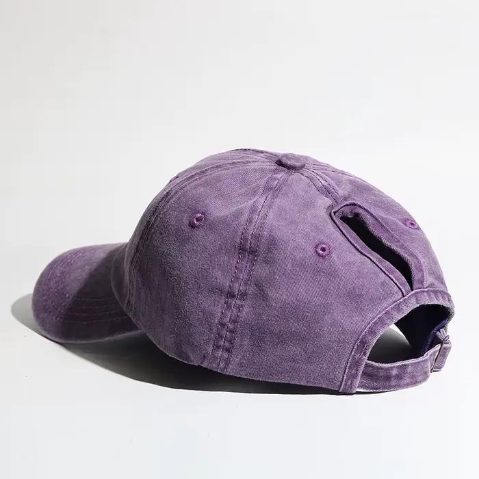 Chapeau pour femme, queue de cheval haute, vintage vintage, lavé, capote souple, casquette en bec de