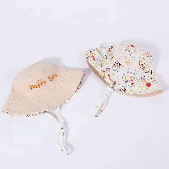 Chapeau double face brodé pour bébé, chapeau de soleil pour enfants, casquette anderd'été en plein a