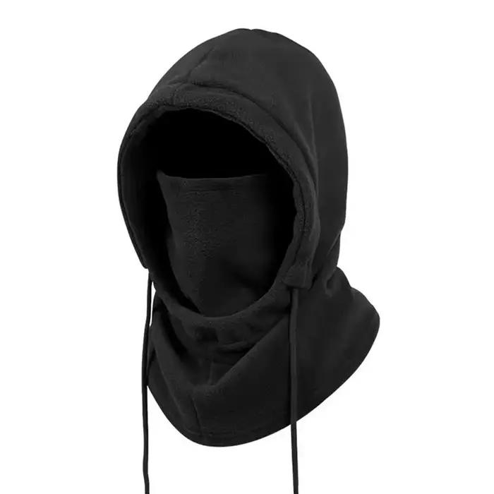 Chapeau chaud d'hiver avec masque et cache-cou unisexe cagoule masque coupe-vent avec cordon de serr