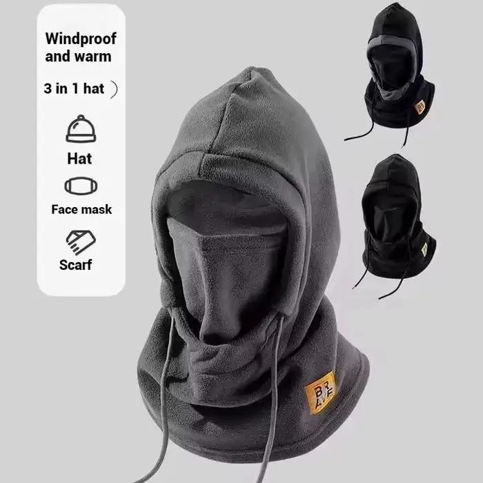 Chapeau chaud d'hiver avec masque et cache-cou 3 en 1, cagoule coupe-vent pour hommes et femmes, cha