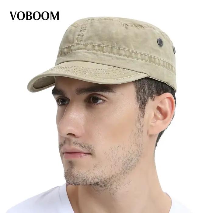 VOBOOM casquette militaire hommes coton lavé Design de mode casquette de Baseball plate haut armée c