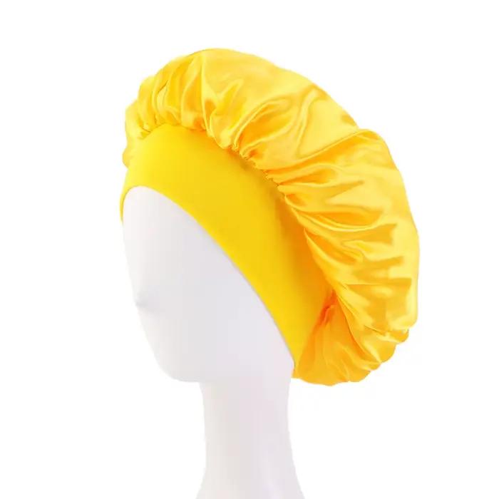 Bonnet de Nuit en Satin à Bords Larges pour Femme, Unisexe, Bande artificiel astique, Soins Capillai