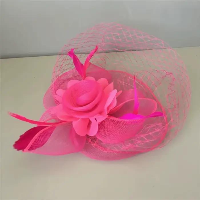Chapeau Fascinator Style Vintage avec Plumes et Voilette, Bandeau Élégant et Raffiné, Nœud Délicat, 