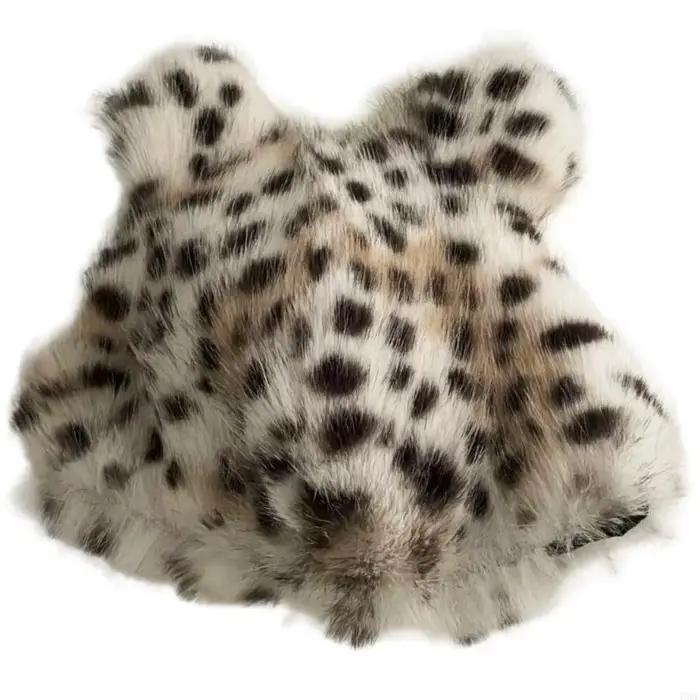 Chapeau imprimé léopard, chapeau d'hiver chaud épais en peluche, chapeau à Animal tendance Y08E