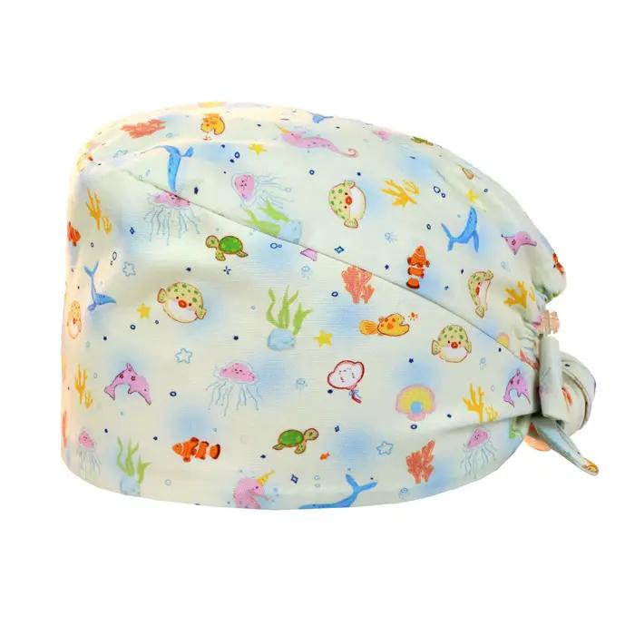 Bonnets chirurgicaux à motif de dessin animé rose pour hommes et femmes, chapeau médical réglable en