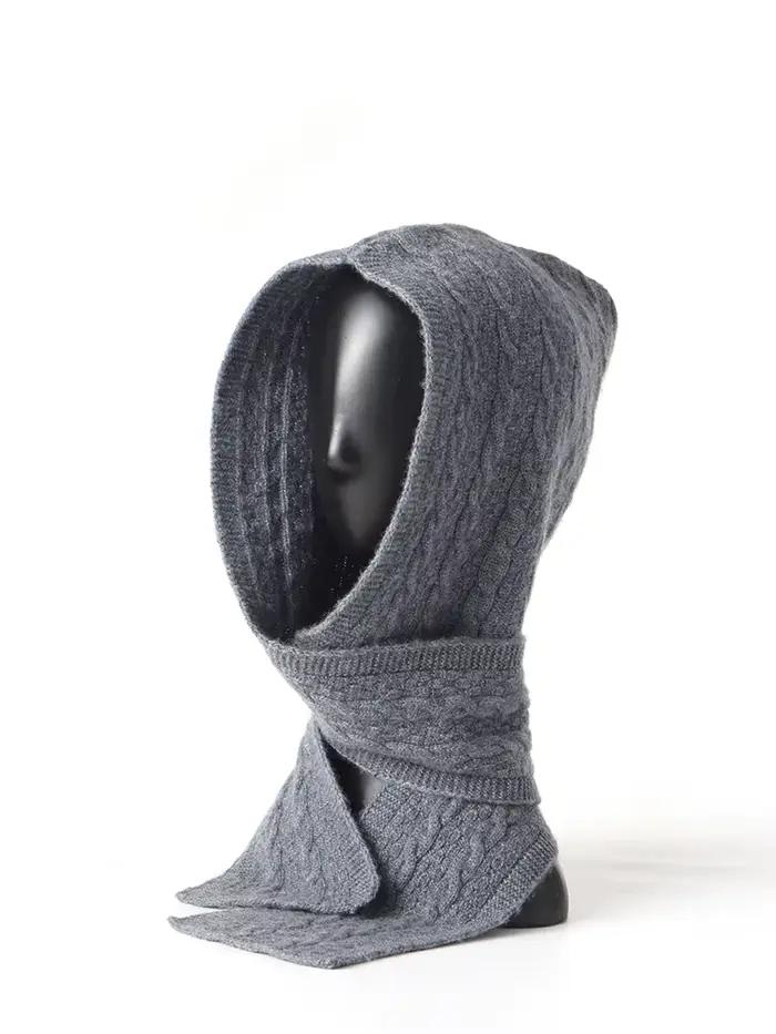 Châle à capuche 100% cachemire avec chapeau intégré, écharpe à la mode pour femmes, couleur unie, la