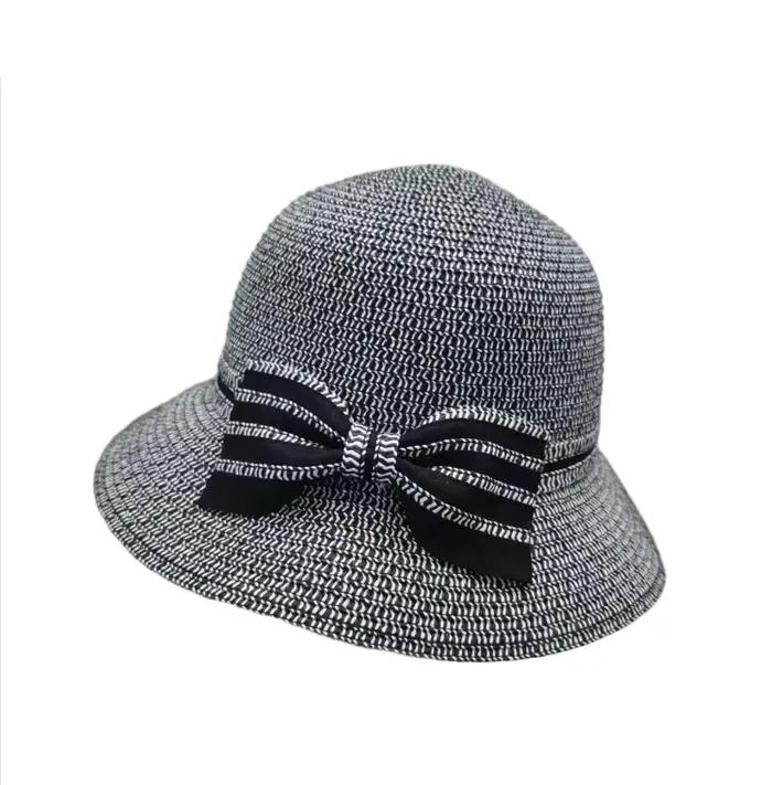 Printemps été chapeau de paille pour femmes camélia marque de luxe seau chapeau élégant Floral éléga