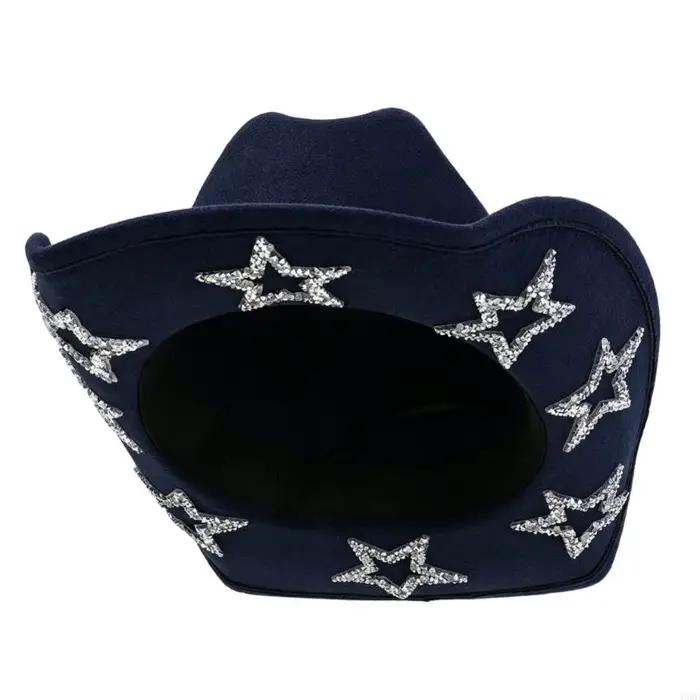 Chapeau occidental avec garniture en étoile, accessoire Costume structuré pour tenue fête à thème af