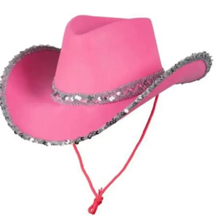 Chapeau de cowgirl à paillettes, accessoire de mode amusant pour performance, cosplay et enterrement