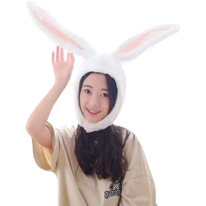 Peluche amusante oreilles de lapin capuche femmes Costume chapeaux cadeau de noël chaud doux et conf