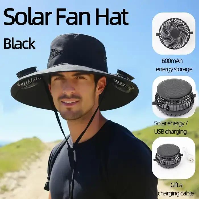 Chapeau seau à séchage rapide pour hommes, chapeau de soleil de grande taille avec ventilateur à éne