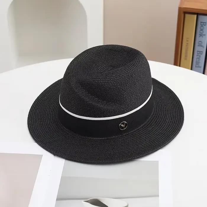 Nouveau chapeau de paille Panama d'été UPF50 + protection solaire pour hommes et femmes en plein air