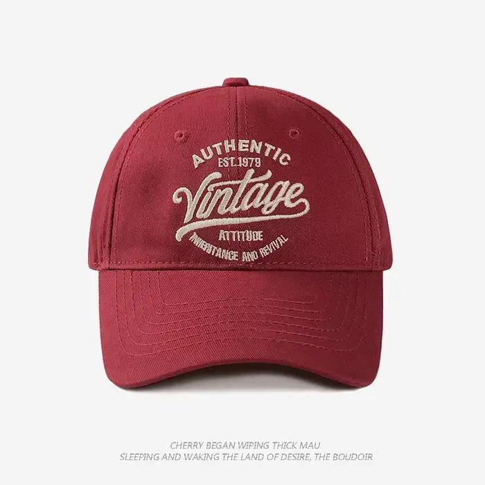 Casquettes de baseball brodées vintage coréennes pour femmes, chapeau haut de forme souple, crème so