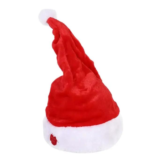 Chapeau de père noël chantant danse mobile électrique Patchwork chapeau drôle jouet fête hiver chaud