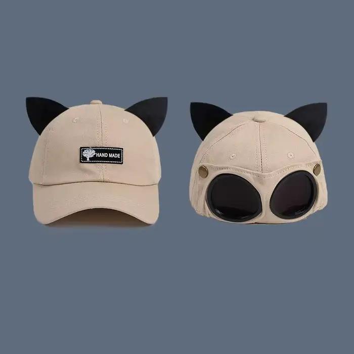 Casquette de baseball brodée avec oreilles de chat pour femme, protection UV, chapeau de soleil d'ét