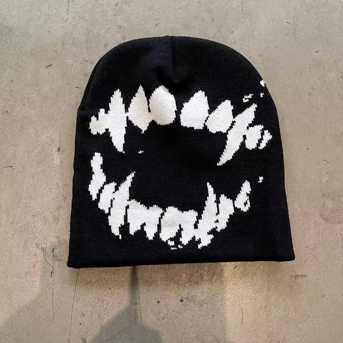 Nouveau Style américain motif de dent squelette casquette tricoté chapeau automne hiver unisexe mode