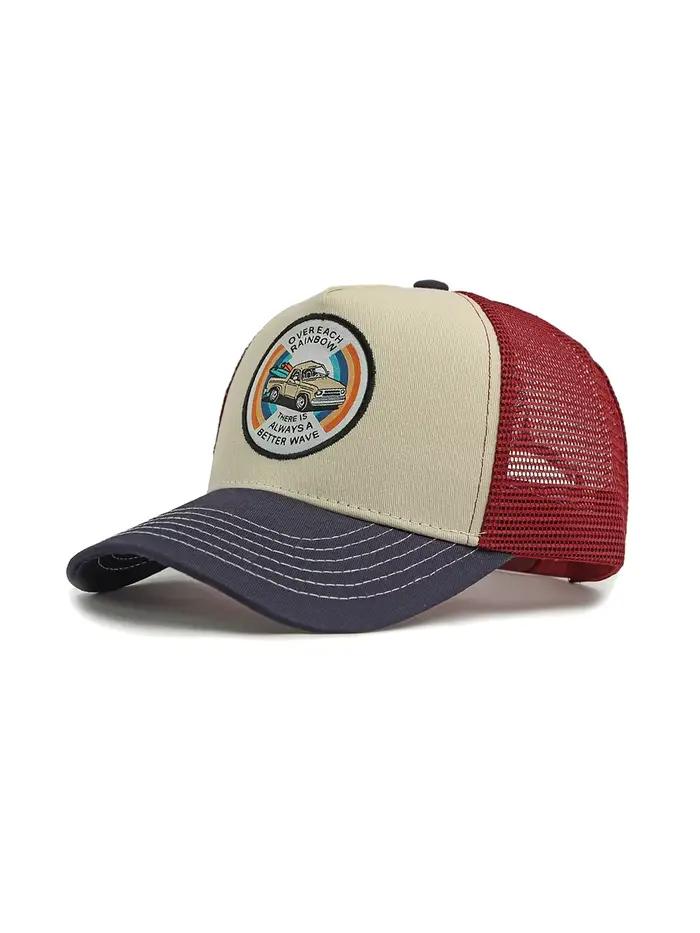 Casquette de baseball brodée en coton et maille respirante pour hommes et femmes, avec visière courb