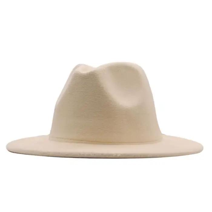 Chapeau en feutre à large bord, chapeau Fedora classique de Cowboy occidental pour hommes et femmes,