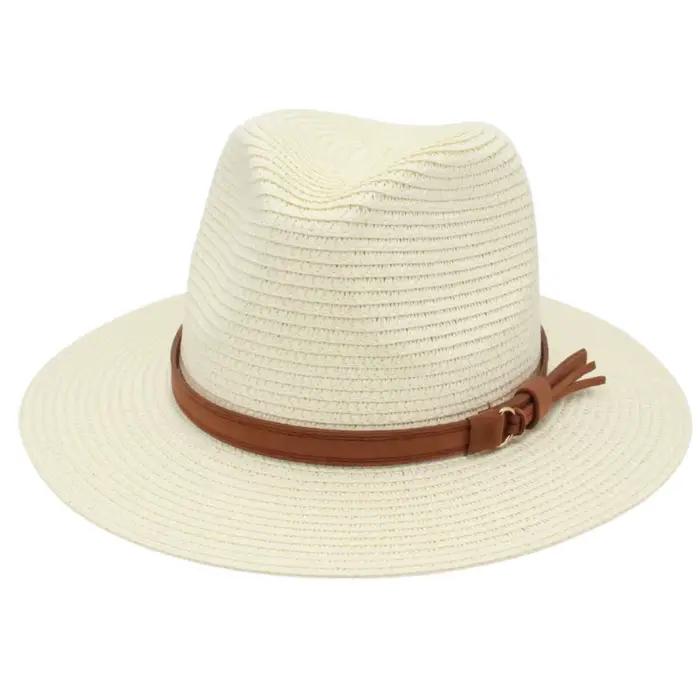 Chapeau de paille décontracté tressé, protection UV, respirant, chapeau Panama de plage à large bord