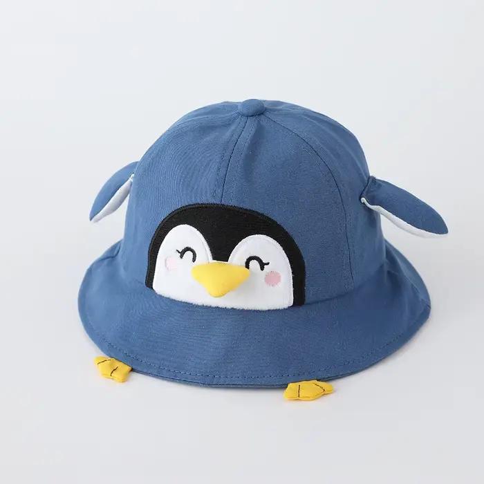 Chapeau de pêcheur pour bébé fille et garçon, motif pingouin mignon, 50 cm, 1-3 ans, protection sola