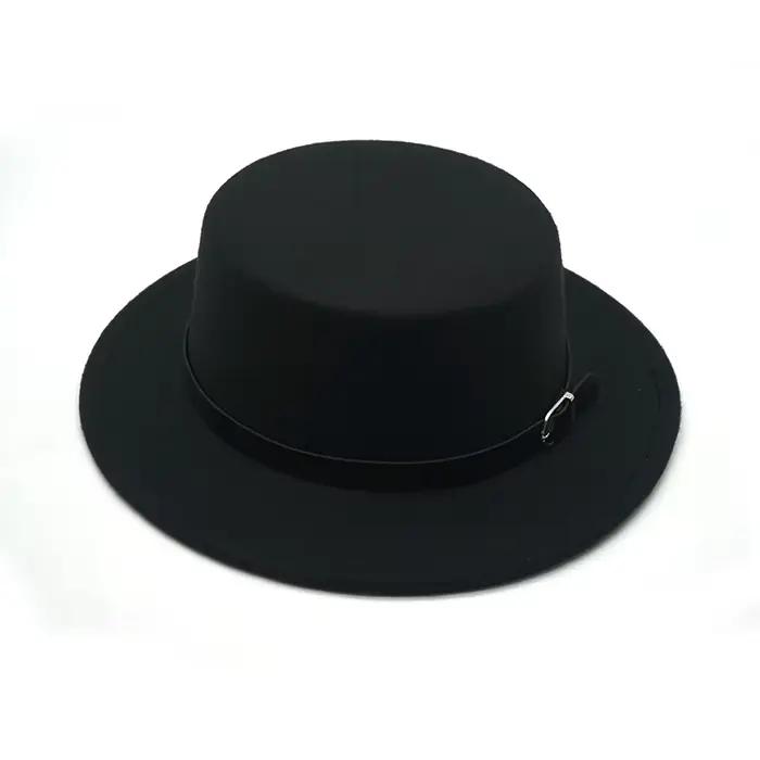 Chapeau en feutre avec ceinture pour hommes et femmes, chapeaux Fedora, casquettes Trilby vintage, c