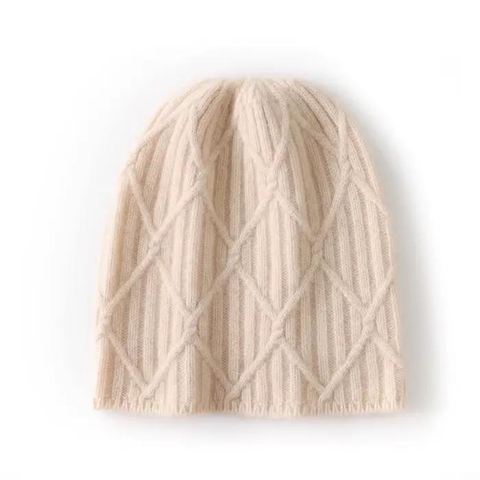 Chapeau 100% cachemire pour femmes, épais, amincissant pour le visage, polyvalent, classique, Simple