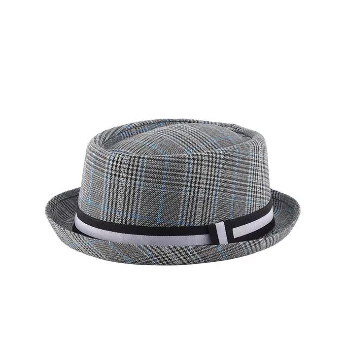 Chapeau pare-soleil, chapeau de gentleman jazz à carreaux tendance, chapeau haut de forme britanniqu