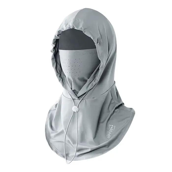 Chapeau de soleil en soie glacée, cagoule Anti-UV, élastique et respirant, avec masque châle, masque