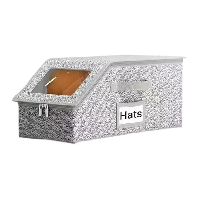 Boîte de rangement pliable pour chapeaux, organisateur de casquettes avec fenêtre transparente, cont