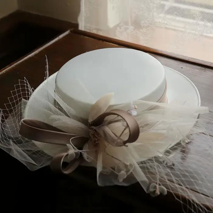 Chapeaux de mariage rétro avec nœud papillon pour femmes, accessoires de mariage blancs, chapeau Fas