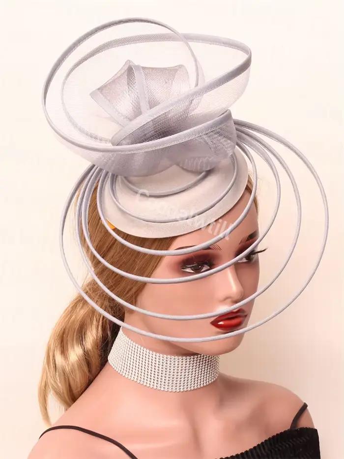 Voile maille Fascinator thé Chapeau élégant femmes Derby fête casque course événement casque avec ba