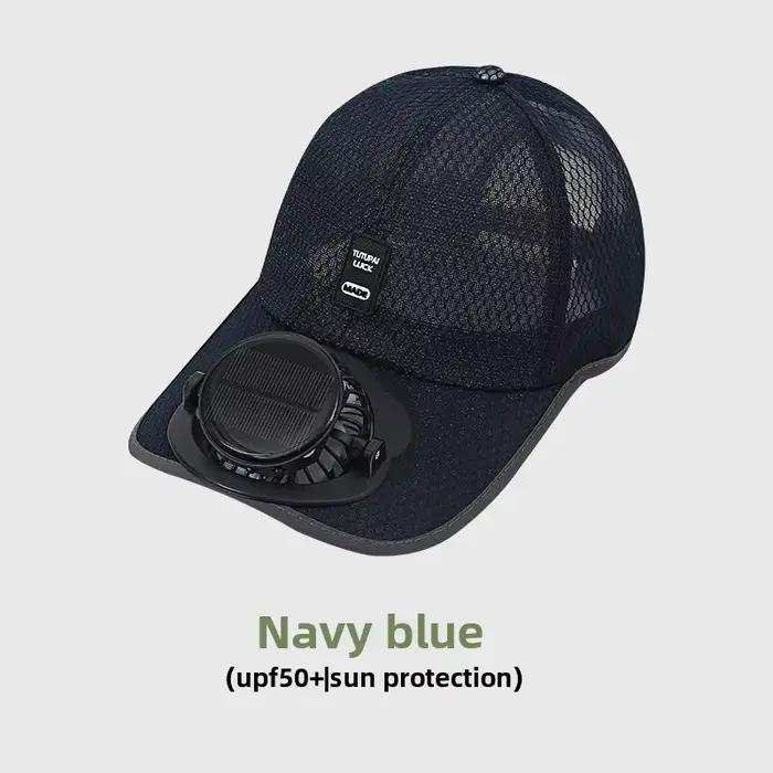 Chapeau de soleil respirant avec ventilateur solaire, casquette de baseball anti-UV avec ventilateur