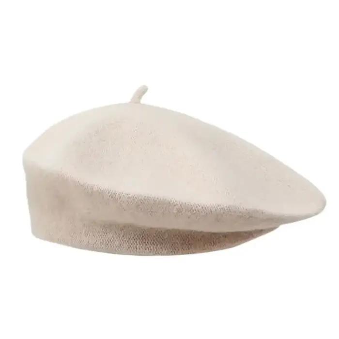 Bérets en laine chauds pour femmes, chapeau de couleur unie, casquette unie élégante, rétro, tout as