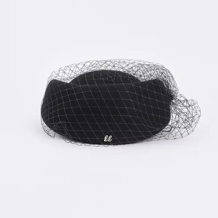 FS béret en feutre de laine blanche mariage britannique chapeaux pour femmes dames église Fedoras ch