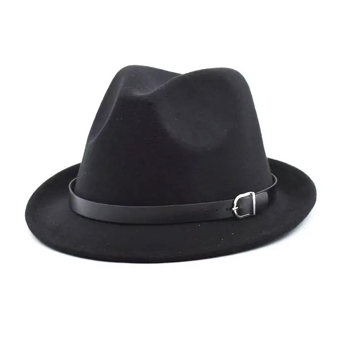 Chapeau Fedoras en feutre classique européen pour hommes et femmes, casquette de Cowboy, Trilby, Hom