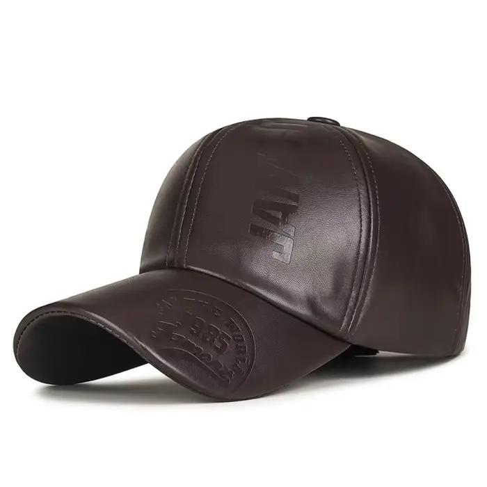 Casquette de baseball réglable en cuir PU pour homme, style vintage, décontractée, rétro, protection