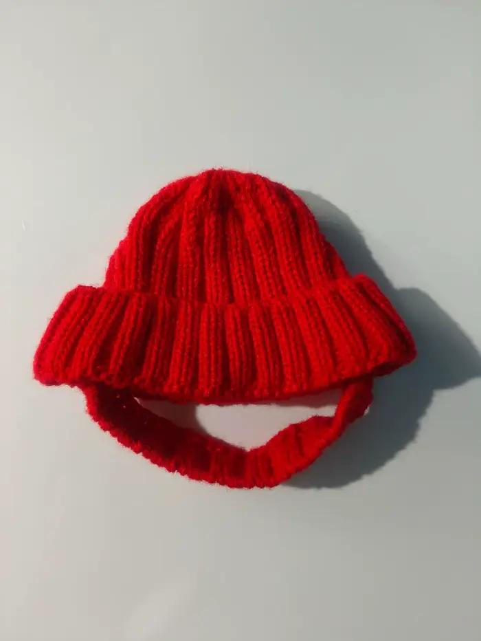 Bonnet pour chien maltais, tricot doux et confortable avec oreillettes, design mignon et ludique pou