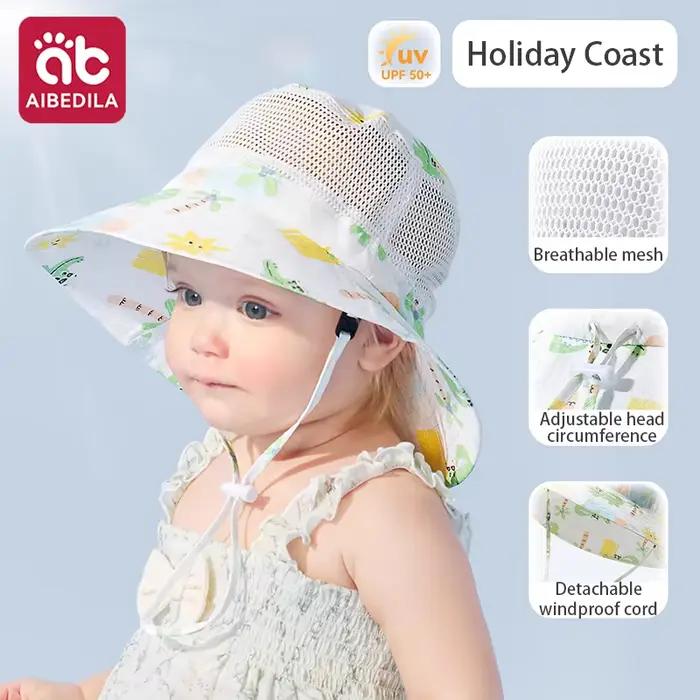 AIBEDILA Chapeau de soleil pour bébé, chapeau d'été fin anti-UV, respirant, pour l'extérieur, pour g