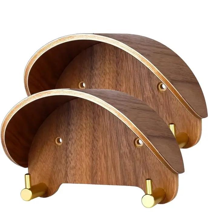 BSEVB-Porte-chapeau de cowboy, lot de 2, finition satinée en bois, support mural pour chapeau, desig