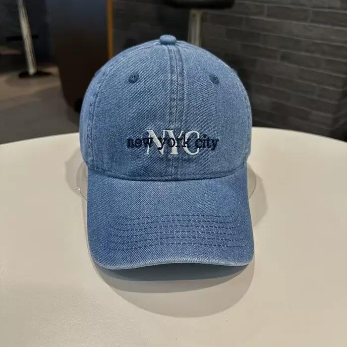 Casquette de baseball unisexe en jean brodée avec la lettre NYC, réglable, protection solaire, loisi