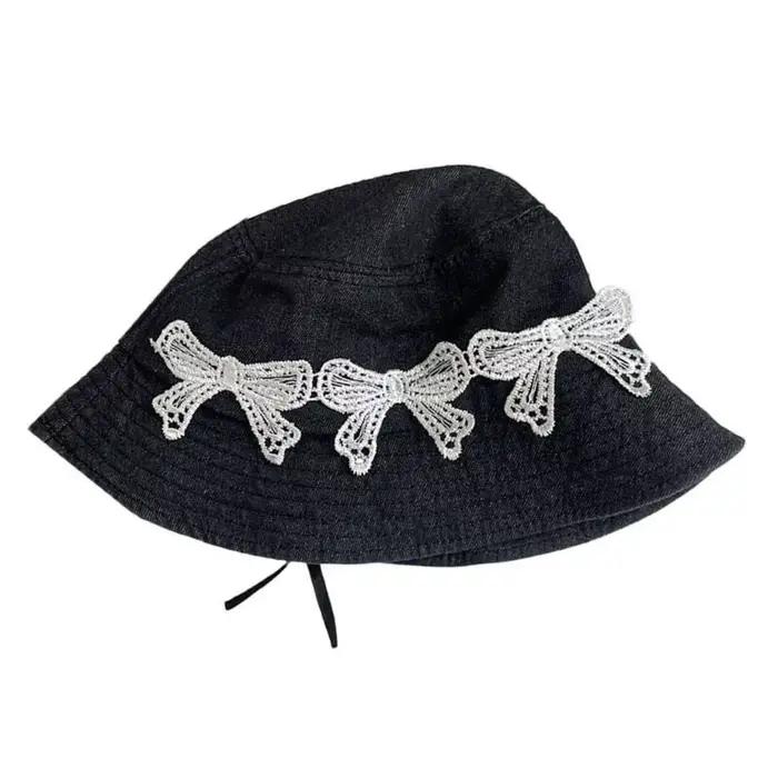 Chapeau pêcheur en dentelle avec nœud papillon 39BB, chapeau résistant soleil, chapeau à pression ru