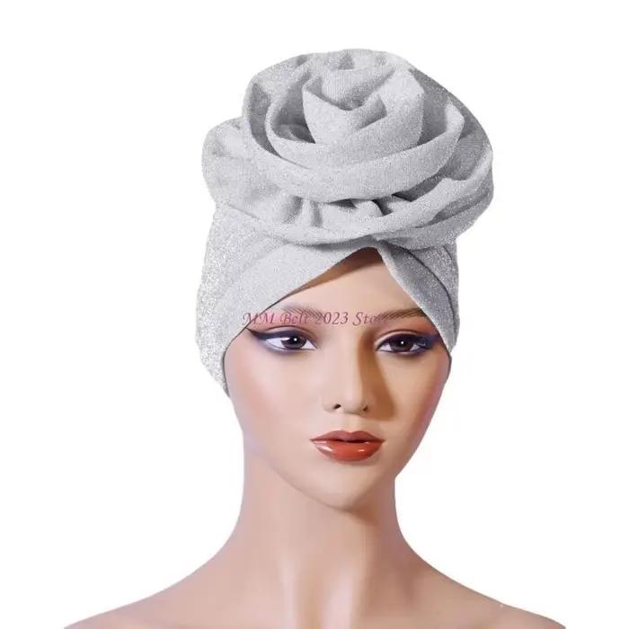 49ME fil chatoyant Turban chapeau fleur Bonnet chapeau respirant africain bandeau chapeau femmes Tur