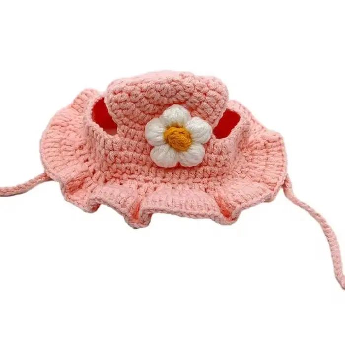 Chapeau de chat fait à la main, casquette tissée élastique, chapeau pour animaux de compagnie, chiot