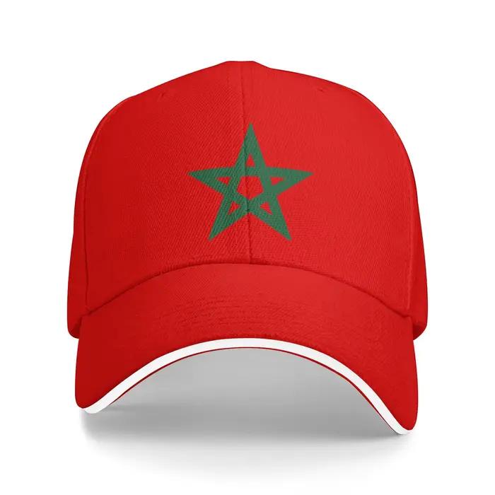 Casquette de baseball unisexe avec drapeau du Maroc, casquette de camionneur, couvre-chef quotidien 