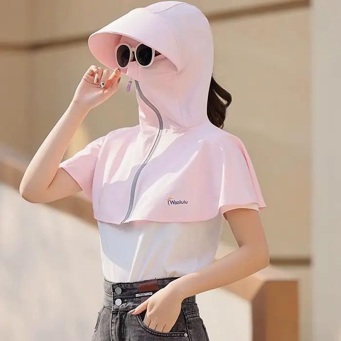 Casquette de pêcheur avec protection du cou et du visage en soie glacée, idéale pour la randonnée, l