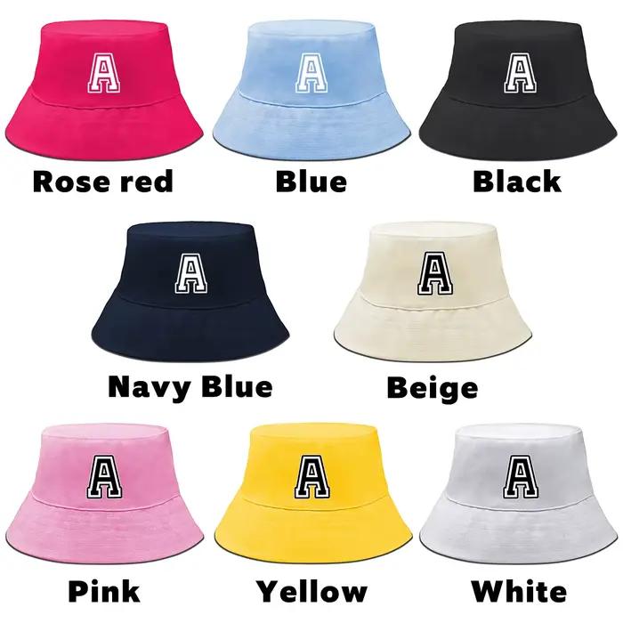Chapeau seau imprimé lettre initiale A-Z, couleur bonbon, chapeaux d'automne pour femmes, chapeau de