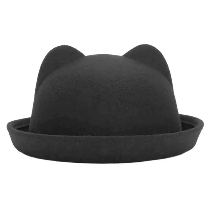 Chapeau melon Parent-enfant en feutre Fedora Derby chapeaux pour femmes dames filles enfants solide 