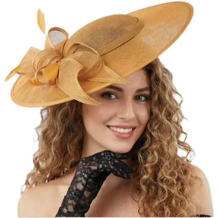 Chapeaux Fascinator Tendance à Large Bord pour Femme avec Bandeau, Chapeau Derby Vintage Élégant, Gr