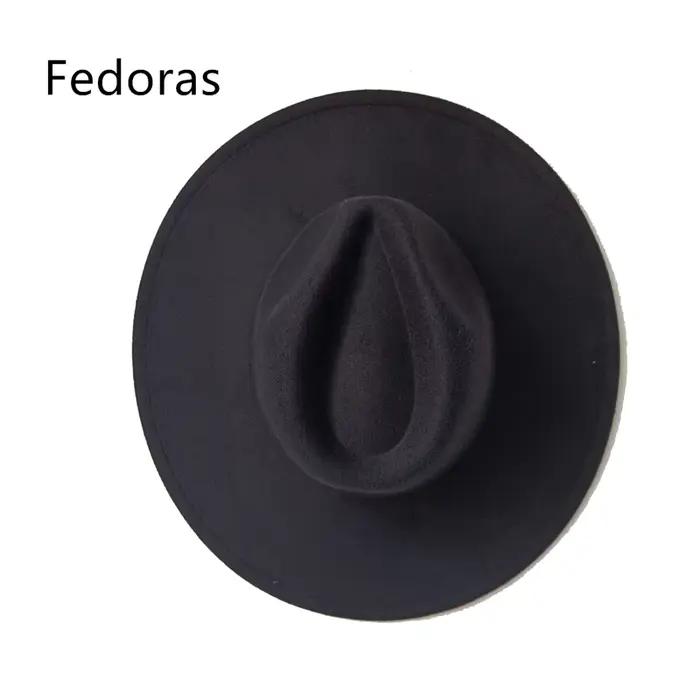 Gorras chapeau Fedoras 9.5cm chapeau à large bord femmes hiver hommes chapeau Denim feutre chapeau p